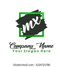 M X initial square logo template vector