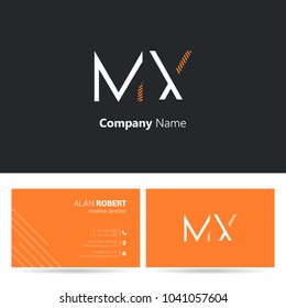 M & X joint logo stroke letter design with business card template