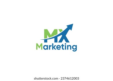 M X Letter And Arrow Digital Marketing Logo Vector Template