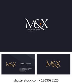 M & X letters Joint logo icon and Business card vector template.
