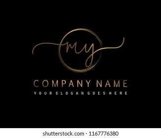 M Y Initial handwriting logo vector
