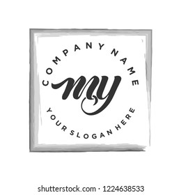 M Y Initial handwriting logo vector