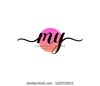 M Y Initial handwriting logo vector