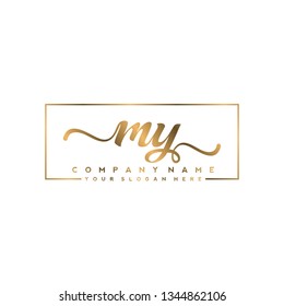 M Y Initial handwriting logo vector