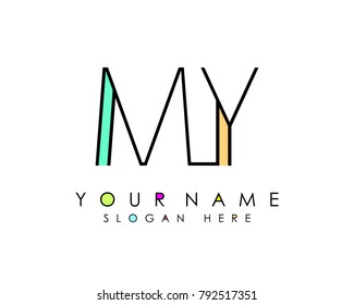 M & Y initial minimalist logo template vector