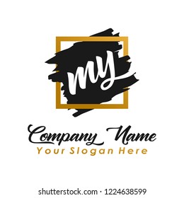 M Y initial square logo template vector