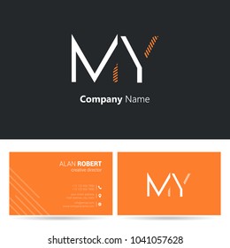 M & Y joint logo stroke letter design with business card template