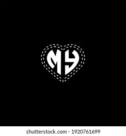 M Y letter logo vector design on black color background. MY monogram