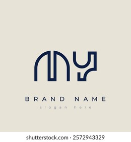 M and Y logo design. MY abstract Letters Logo Monogram. This logo design is the process of creating a visual symbol that represents a brand, company, or individual.