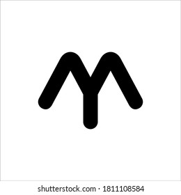 Signo vectorial de diseño del logotipo M Y