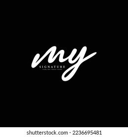M Y MY Initial letter handwritten and signature vector image, modern style in joining template logo