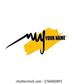 m y my initial logo handwriting template vector