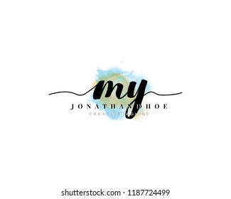 M Y MY Initial watercolor logo