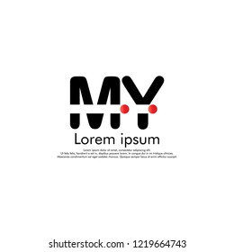 M Y MY Vector initial abstract logo concept for your company, with dot