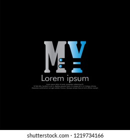 M Y MY Vector initial abstract logo concept for your company. cut font, color gray blue magenta. black background