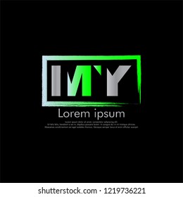 M Y MY Vector initial abstract logo concept for your company. cut font, black background