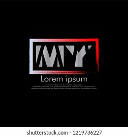 M Y MY Vector initial abstract logo concept for your company. cut font, black background