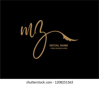 M Z Initial Handwriting Logo Template