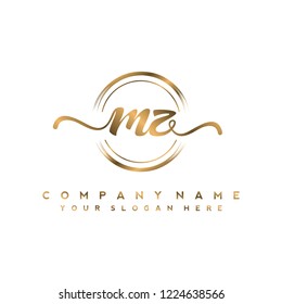 M Z Initial handwriting logo vector
