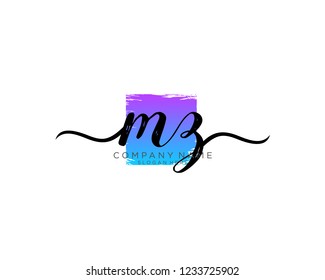 M Z Initial handwriting logo vector