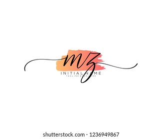 M Z Initial handwriting logo vector