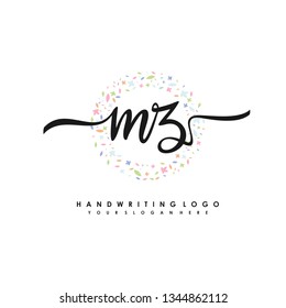 M Z Initial handwriting logo vector