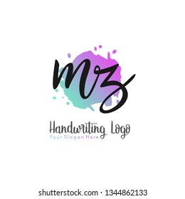M Z Initial handwriting logo vector