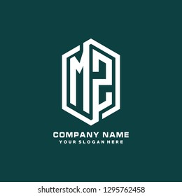 M Z initial letter, modern logo design template vector