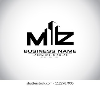 M Z Initial logo concept with building template vector.