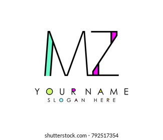 M & Z initial minimalist logo template vector