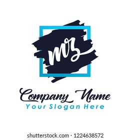 M Z initial square logo template vector