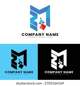 m Z Logo Tech,Digital Block Letter M Logo Design Template Vector | Modern Data Tech Construction Brand Identity