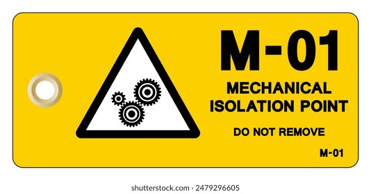 M01 Punto De Aislamiento Mecánico Etiqueta Símbolo Signo, Ilustración vectorial, Aislado Sobre Fondo Blanco. EPS10
