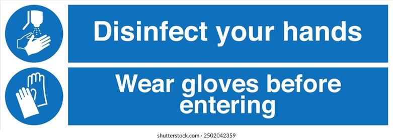 M061 ISO 7010 Registered safety signs Mandatory action Disinfect your hands Wear Gloves Landscape 02