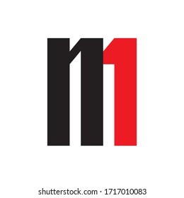 M1 Logo, M Letter With 1 Number Design Vector