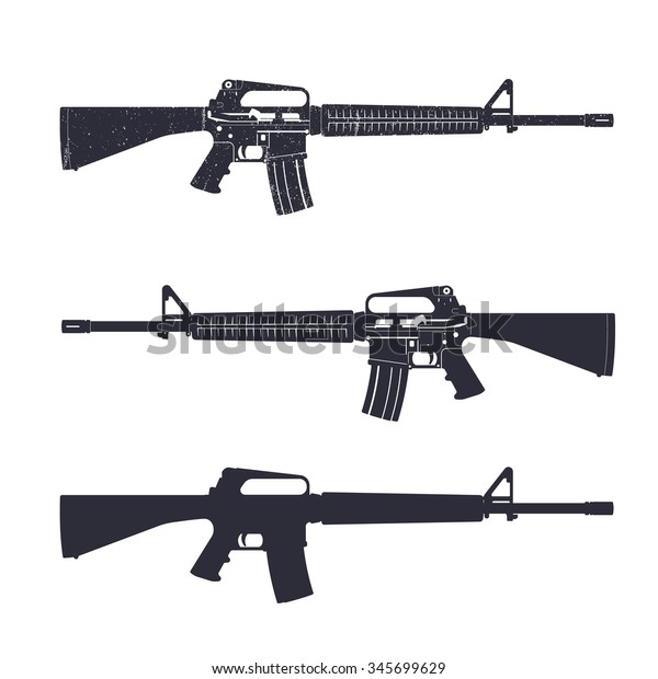 M16アサルトライフル 5 56 Mm自動銃 ベクターイラスト のベクター画像素材 ロイヤリティフリー 345699629
