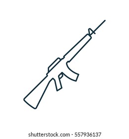 M16 assault rifle isolated line icon on white background, weapon