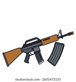 M16 gun, police weapon vector design, military vector design illustration.