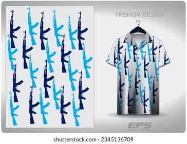 M16 GunWeapon patterned Hawaiian shirt vector background image For making backgrounds for aloha shirt wallpaper or various backdrops.