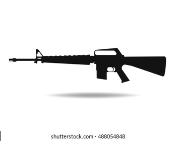 M16 Icon .Machine Gun Black Silhouette. Vector Illustration