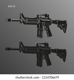 M-16 legendary assault rifle vector illustration. Classic armament icon. Tactical carbine image