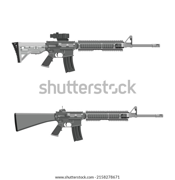 M-16 rifle isolated on white background. Weapon\
collection. Vector