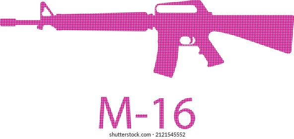 rifle M-16 con puntos rosas