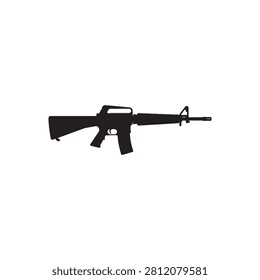 M16 rifle silhouette vector on white background.