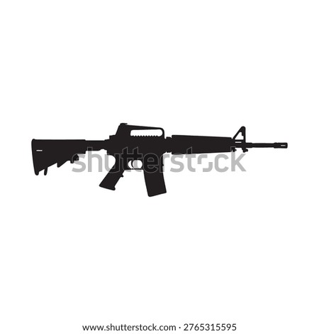 M16 rifle silhouette vector on white background. M16 gun silhouette