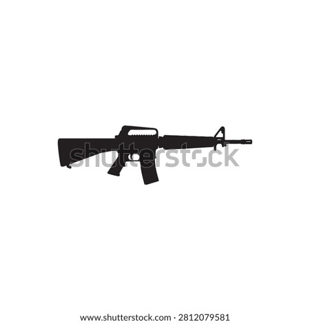 M16 rifle silhouette vector on white background.
