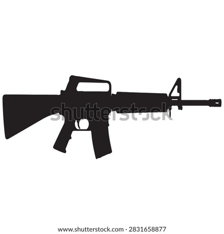 M16 rifle silhouette vector on white background. M16 gun silhouette