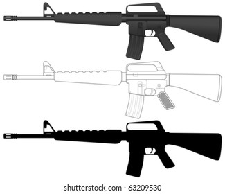 M16 Set On A White Background. Vector Illustration.