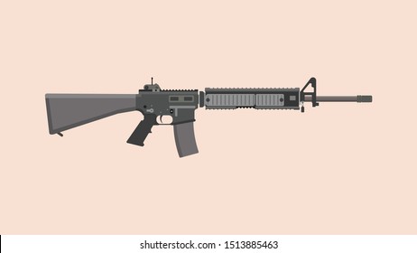 M164A Assault Rifle Flat Design Vector Illustration. Weapon illustration