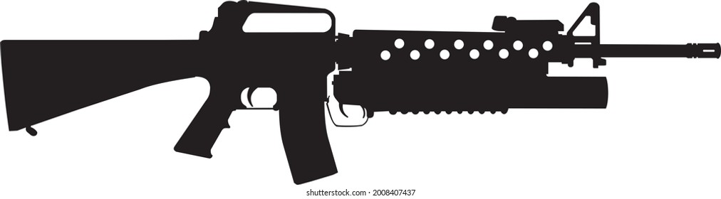 M16A2 whit M203 weapon glyph icon